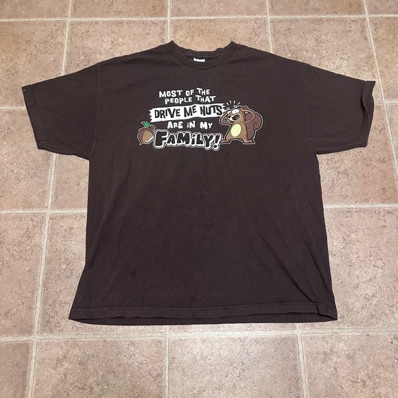 Alstyle Apparel & Activewear Other - Alstyle Apparel Graphic Tee Mens 2XL Brown Good Drive Me Nuts Family Squirrel